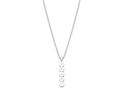 Collar De Cadena Con Colgante Cuadrado Y Redondo 25mm Con Circonita, 40-45cm, Plata 925 Rodiada