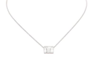 Collar Con Colgante Rondel Diseños Cuadrados Con Circonita 13 X 10mm,45cm, Plata 925 Rodiada