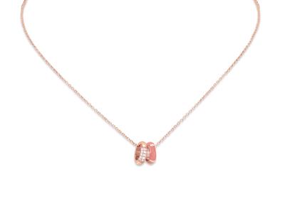 Collar Con Colgante De Crculos De 10mm Con Circonios Y Esmalte, 40-45cm, Plata 925 Bañada En Oro Rosa