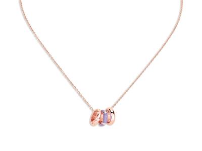 Collar Con Colgante De Crculos De 10mm Con Circonitas Y Esmalte, 40-45cm, Plata 925 Bañado En Oro Rosa