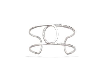 Brazalete Doble Bucle Con Circonitas 27mm, 60 X 48mm, Plata 925 Rodiada
