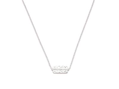 Collar Con Motivo De Placa, Lnea Con Circonitas 17 X 7mm, 40-45cm, Plata 925 Rodiada