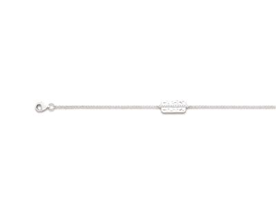 Pulsera Con Motivo De Placa, Lnea Con Circonitas 17 X7mm, 19cm, Plata 925 Rodiada