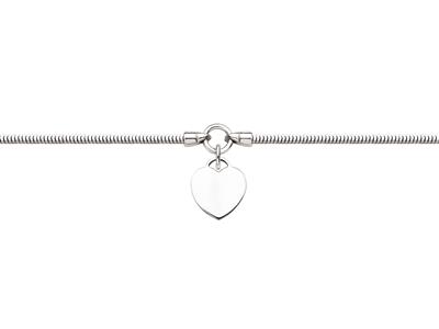 Pulsera Cadena Serpiente 2 Mm, Colgante Corazon 15 X 13 Mm, 17-20 Cm, Plata 925 Rodiada - Imagen Estandar - 1