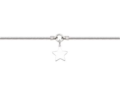 Pulsera Cadena Serpiente 2 Mm, Colgante Estrella 15 Mm, 17-20 Cm, Plata 925 Rodiada - Imagen Estandar - 1