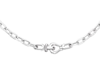 Collar Esposas Huecas Rectangulares, 45 Cm, Plata 925 Rh