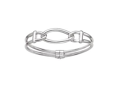 Pulsera Jonc Apertura, Malla Gourmette, 58 X 48 Mm, Plata 925 Rh - Imagen Estandar - 1