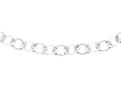 Collar, Oval Plano Y Martillado, 404 Cm, Plata 925 Rh