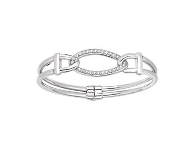Pulsera Apertura, Curvada Con Àxidos De Circonio, 58 X 48 Mm, Plata 925 Rh