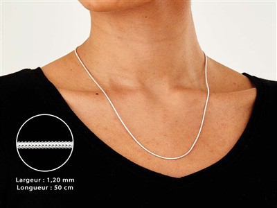 Cadena De Serpiente Redonda 1,2 mm,50 cm, Plata 925 - Imagen Estandar - 3