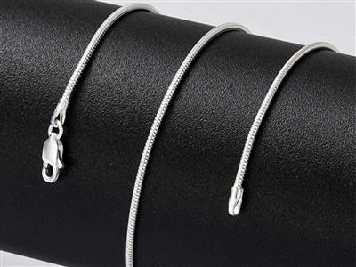 Cadena De Serpiente Redonda 1,2 mm,55 cm, Plata 925 - Imagen Estandar - 4
