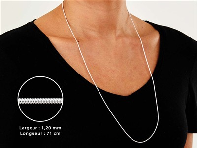 Cadena Tipo Serpiente Redonda 1,2 mm, 71 cm, Plata 925 - Imagen Estandar - 3