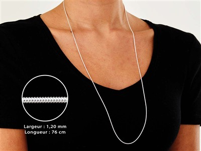 Cadena De Serpiente Redonda 1,2 mm,76 cm, Plata 925 - Imagen Estandar - 3