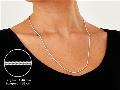 Cadena De Eslabón Serpiente Redonda1,4 mm, 55 cm, Plata 925 - Imagen Estandar - 3