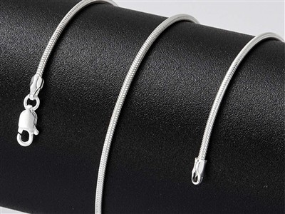 Cadena De Eslabón Serpiente Redonda1,4 mm, 55 cm, Plata 925 - Imagen Estandar - 4