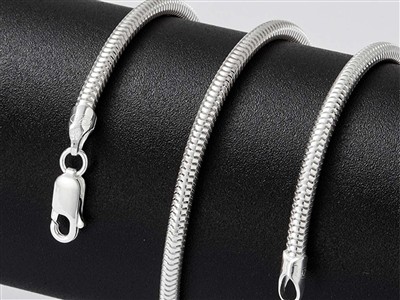 Cadena De Serpiente Redonda 3 mm, 40 cm, Plata 925 - Imagen Estandar - 5