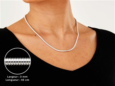 Cadena De Serpiente Redonda 3 mm, 45 cm, Plata 925 - Imagen Estandar - 3