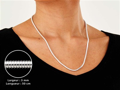 Cadena Redonda De Serpiente 3 mm, 50 cm, Plata 925 - Imagen Estandar - 3