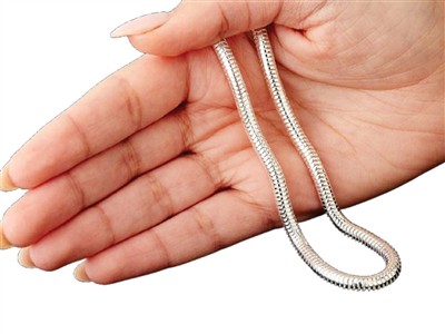 Cadena De Serpiente Redonda 5 mm, 40 cm, Plata 925 - Imagen Estandar - 4