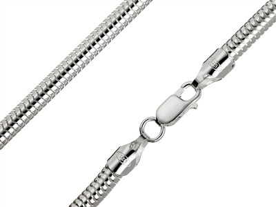 Cadena De Malla De Serpiente Redonda 5 mm 45 cm, Plata 925 - Imagen Estandar - 1