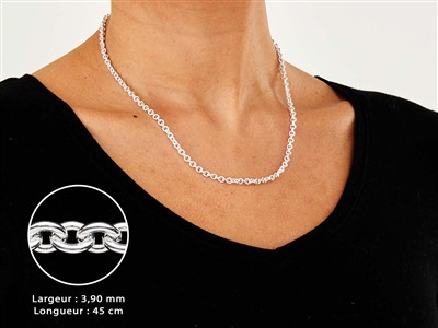 Cadena De Eslabones For\at 3,9 mm, 45 cm, Plata 925 - Imagen Estandar - 3