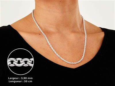 Cadena De Eslabones For\at 3,9 mm, 50 cm, Plata 925 - Imagen Estandar - 3