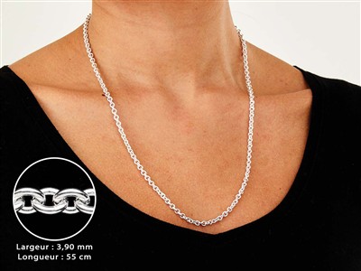 Cadena De Eslabones For\at 3,9 mm, 55 cm, Plata 925 - Imagen Estandar - 3