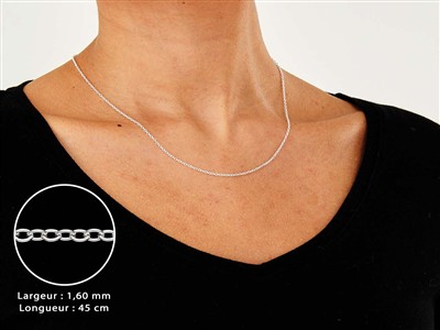 Cadena De Eslabones For\at 1,6 mm, 45 cm, Plata 925 - Imagen Estandar - 3
