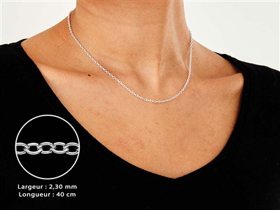 Cadena De Eslabones For\at 2,3 mm, 40 cm, Plata 925 - Imagen Estandar - 3