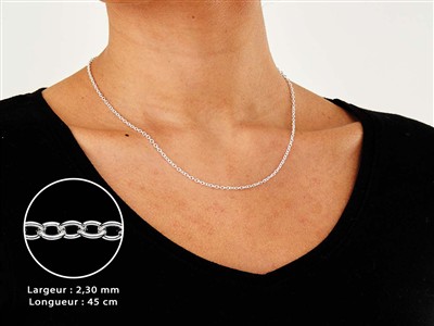 Cadena De Eslabones For\at 2,3 mm, 45 cm, Plata 925 - Imagen Estandar - 3