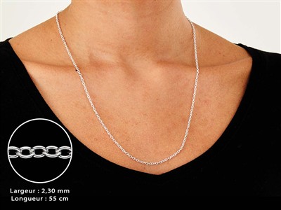 Cadena De Eslabón For\at 2,3 mm, 55 cm, Plata 925 - Imagen Estandar - 3