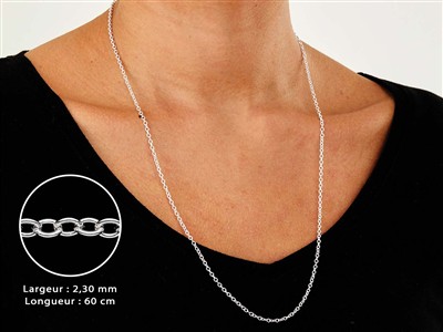 Cadena De Eslabones For\at 2,3 mm, 60 cm, Plata 925 - Imagen Estandar - 3