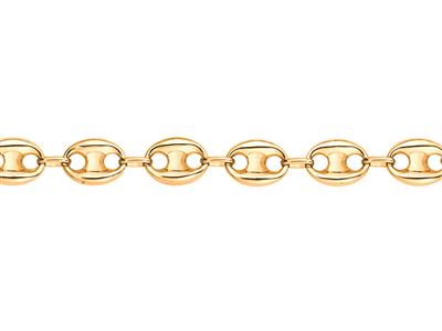 Cadena Ligera Hueca En Forma De Grano De Café De 23 Mm, Oro Amarillo De 18 Quilates