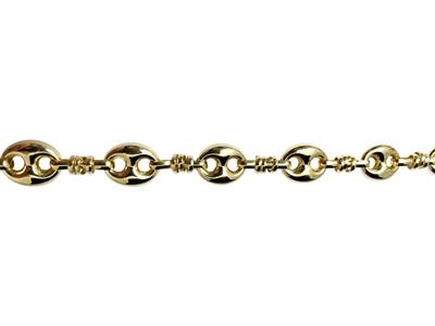 Cadena De Malla De Estilo Grain De Caf, Oro Amarillo 3n De 18 K