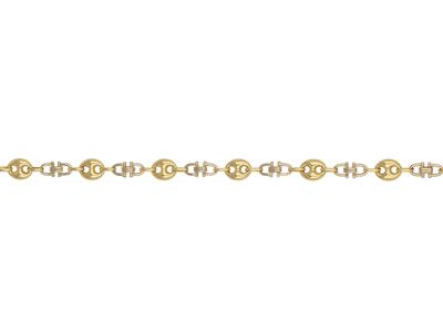 Cadena Elegante Alterna, Grano De Caf De 9,70mm, Brazalete De 7,10mm, Oro De Dos Tonos De 18 K