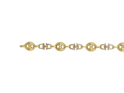 Cadena Elegante Alterna, Grano De Caf{ De 9,70 mm, Brazalete De 7,10 mm, Oro De Dos Tonos De 18 K - Imagen Estandar - 2