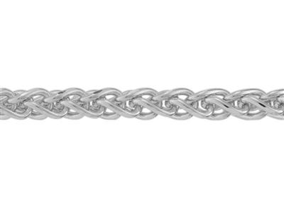 Cadena Maciza De Eslabones Palmier Diamantada De 2,40mm, Oro Blanco De 18 Quilates Rodiado. Ref. 20039