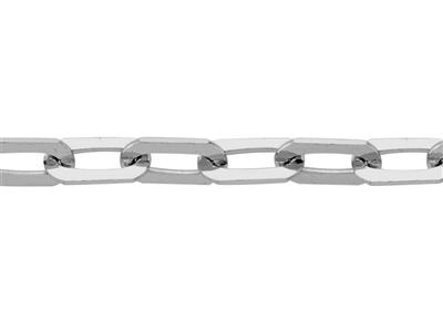 Cadena De Eslabn Rectangular De 2,70mm, Oro Blanco Bañado En Rodio De 18 Quilates. Ref. 02016