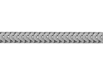 Cadena De Malla Serpiente Redonda De 1,90mm, Oro Blanco De 18 Quilates Rodiado. Ref. 00790