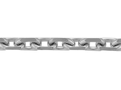 Cadena De Eslabn Forzada De Corte Diamante De 0,90mm, Oro Blanco De 18 Quilates Con Baño De Rodio. Ref.
