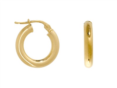 Creoles Tubo Redondo 2 Mm, Diámetrointerior 10 Mm, Oro Amarillo 14 Kt