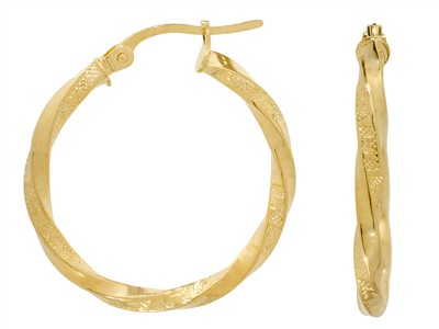 Creoles Tubo Torsionado 2,30 Mm, Diámetro Interior 20 Mm, Oro Amarillo14 Kt - Imagen Estandar - 1