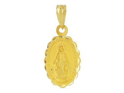 Medalla Virgen Mara 16 X 11 Mm, Borde Festoneado, Oro Amarillo 18k