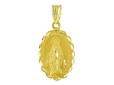 Medalla Virgen Mara 21 X 15 Mm, Borde Festoneado, Oro Amarillo 18k