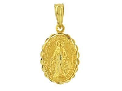 Medalla Virgen Mara 14 X 11 Mm, Borde Festoneado, Oro Amarillo 18k