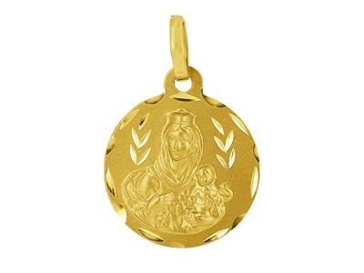 Medalla Escapulario Virgen 16 Mm, Doble Cara, Oro Amarillo 18k