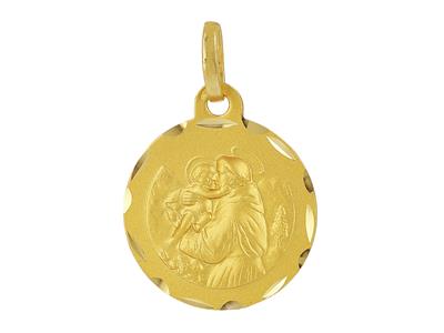 Medalla De San Antonio 16 Mm, Oro Amarillo 18k