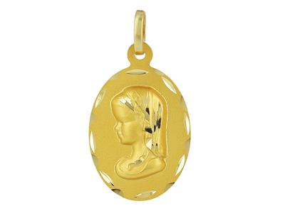 Medalla Virgen Del Niño, 20 X 15 Mm, Oro Amarillo De 18 Quilates - Imagen Estandar - 1