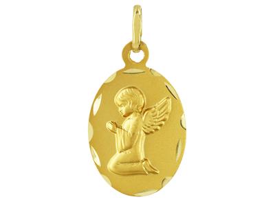 Medalla Del Angel 15 X 12 Mm, Oro Amarillo De 18 Quilates - Imagen Estandar - 1