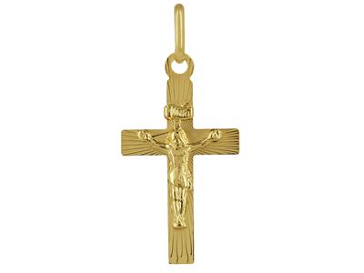 Colgante Cruz Plana Con Cristo, 23 Mm, Oro Amarillo 18k